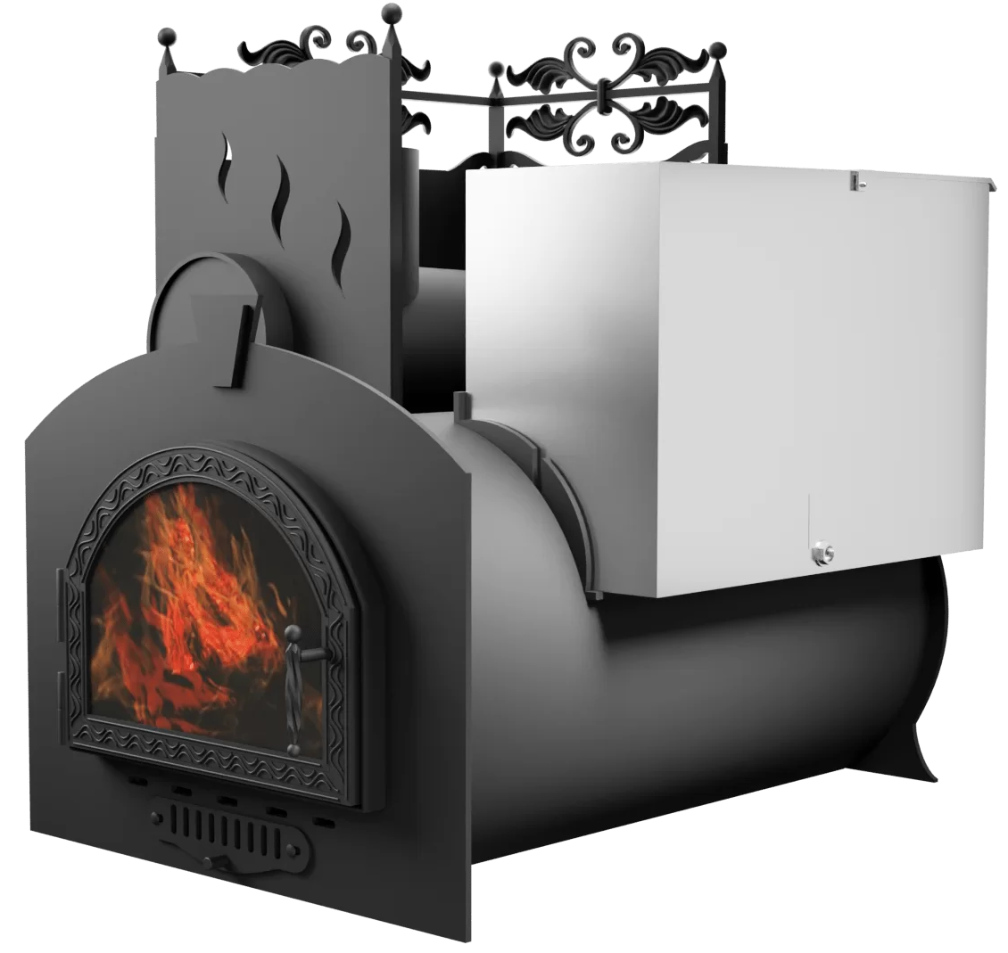 Печь Горыныч 3, каменка с левой стороны, средняя дверь со стеклом фото в Воронеже