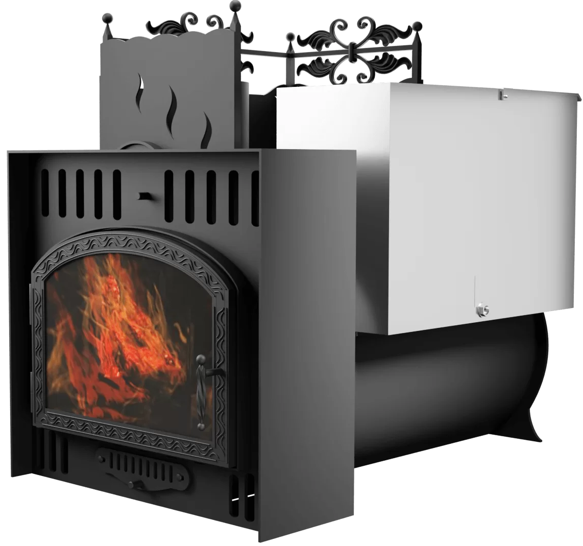 Печь Горыныч 3, каменка с левой стороны, большая дверь со стеклом, естественная система воздушного отопления фото в Воронеже