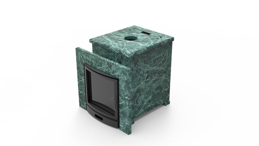 Печь в облицовке из натурального камня Genesis GN 500 облицовка закрытая плоская пироксенит-элит фото в Воронеже