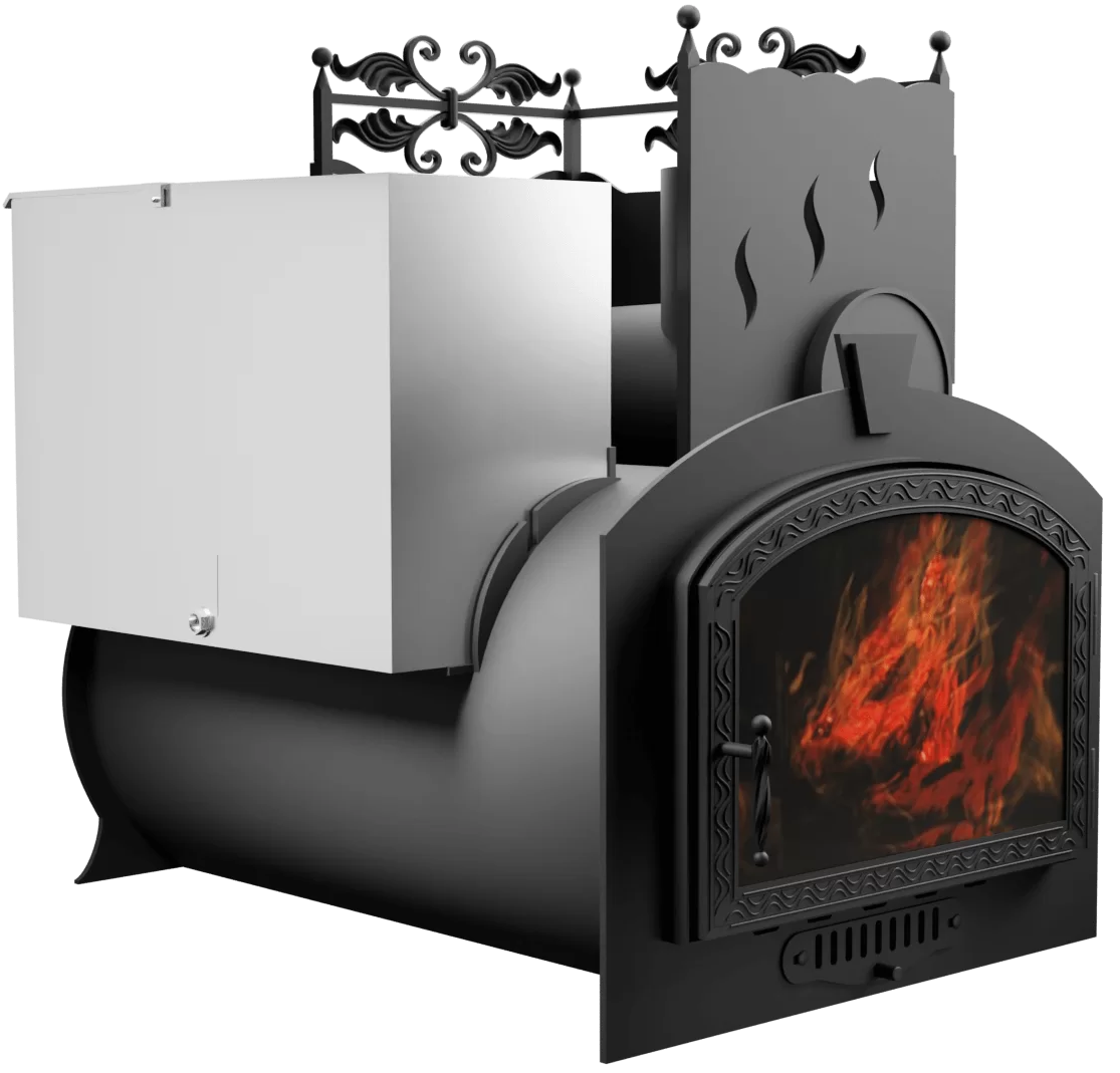 Печь Горыныч 3, каменка с правой стороны, большая дверь со стеклом фото в Воронеже