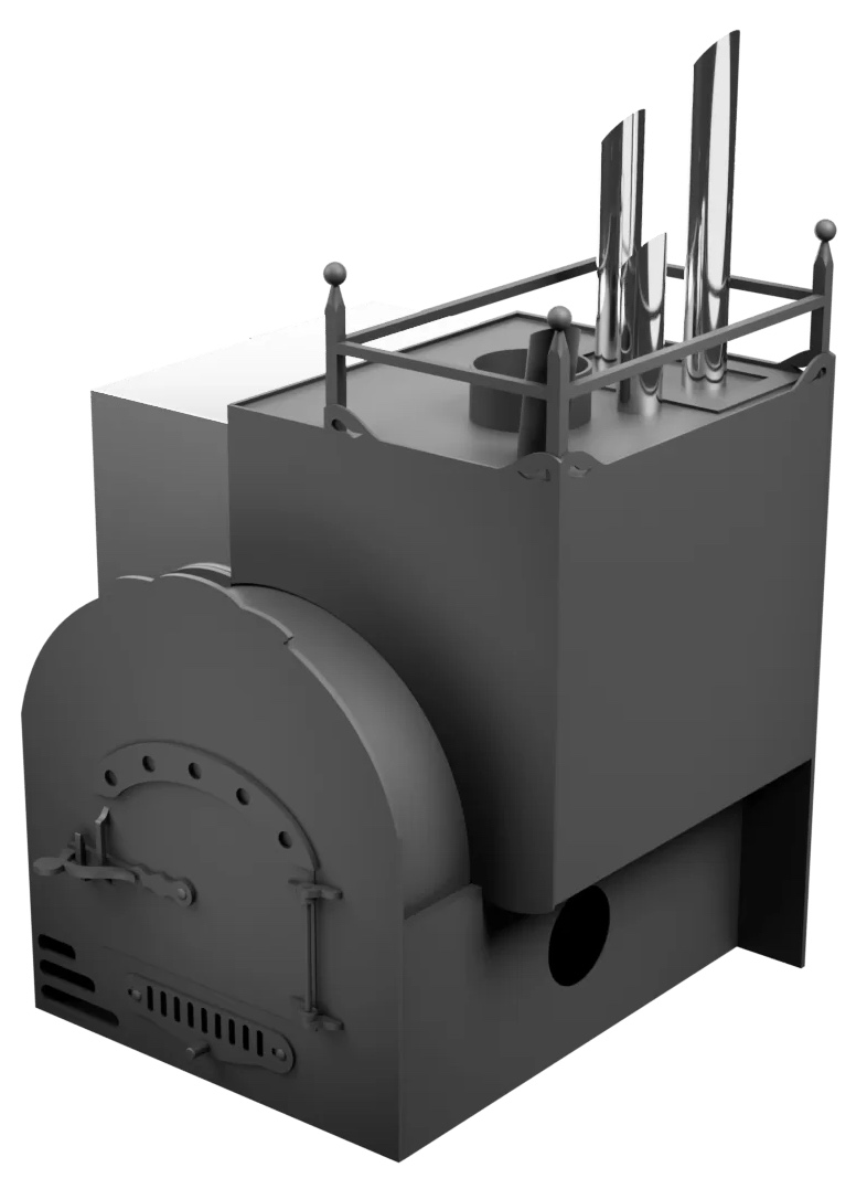 Печь Горыныч Мини, каменка закрытая с парогенератором с правой стороны, система воздушного отопления фото в Воронеже