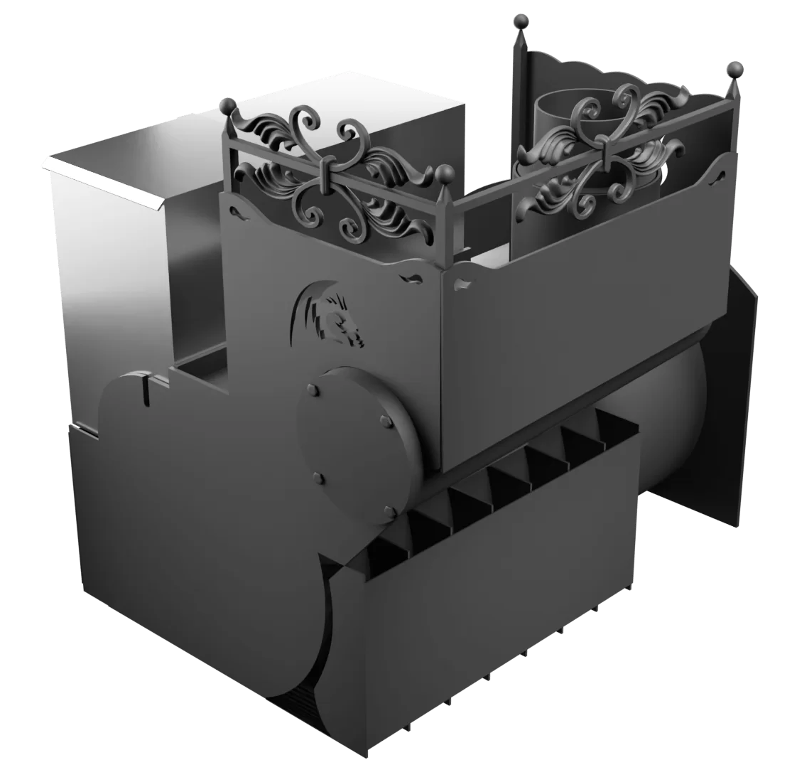 Печь Горыныч 3 с конвекцией, каменка с левой стороны, большая дверь со стеклом фото в Воронеже