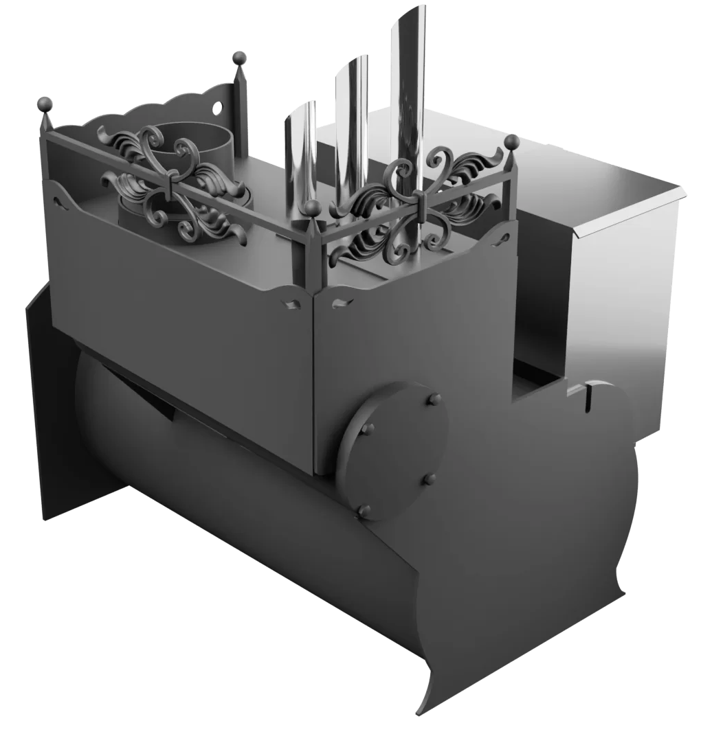 Печь Горыныч 3, каменка закрытая с парогенератором с правой стороны, большая дверь со стеклом фото в Воронеже