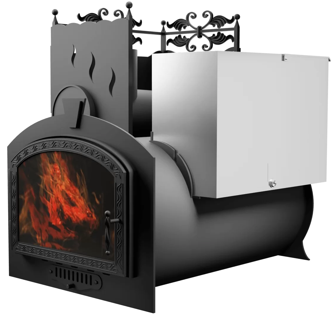 Печь Горыныч 3, каменка с левой стороны, большая дверь со стеклом фото в Воронеже