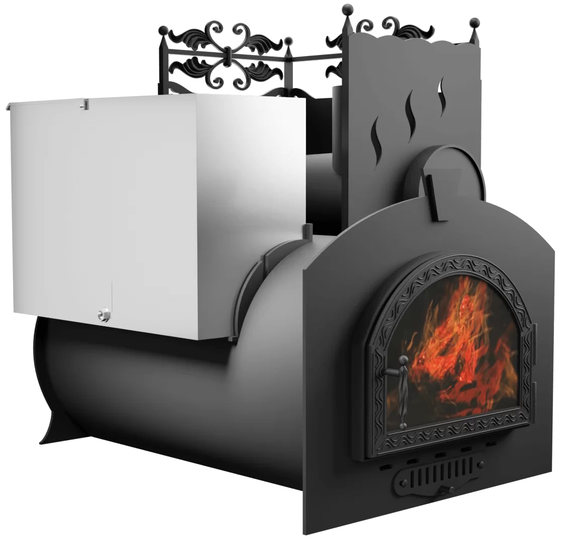 Печь Горыныч 3, каменка с правой стороны, средняя дверь со стеклом фото в Воронеже