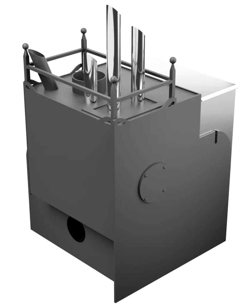 Печь Горыныч Мини, каменка закрытая с парогенератором с правой стороны, система воздушного отопления фото в Воронеже