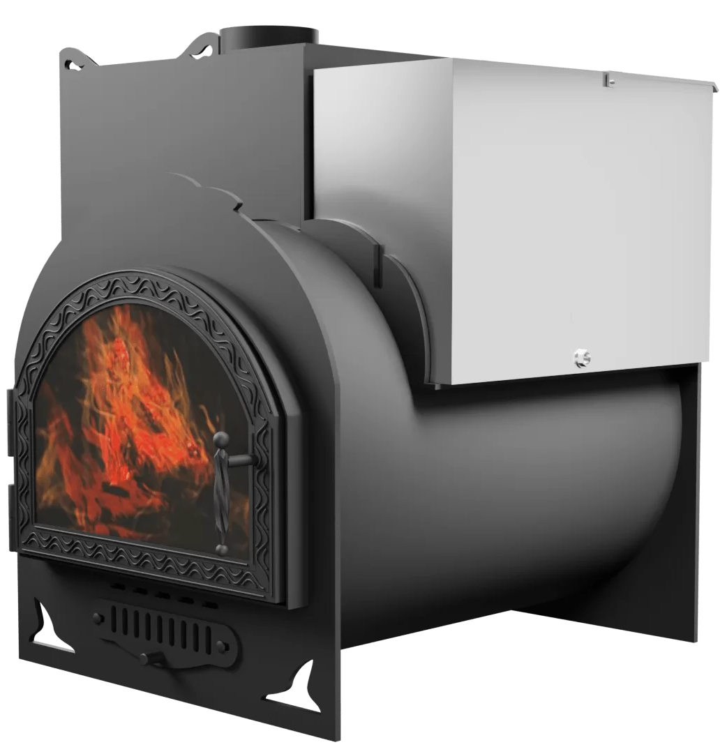 Печь Горыныч Мини, каменка с левой стороны, средняя дверь со стеклом фото в Воронеже