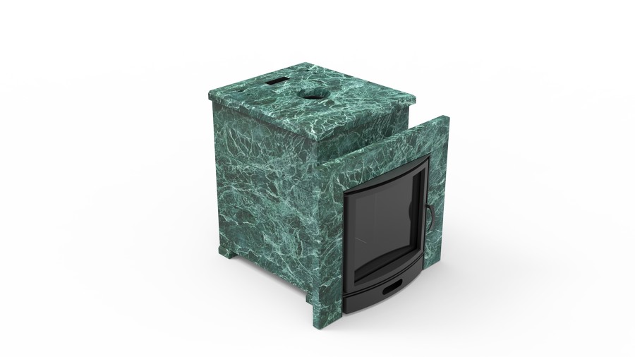 Печь в облицовке из натурального камня Genesis GN 500 облицовка закрытая плоская пироксенит-элит фото в Воронеже