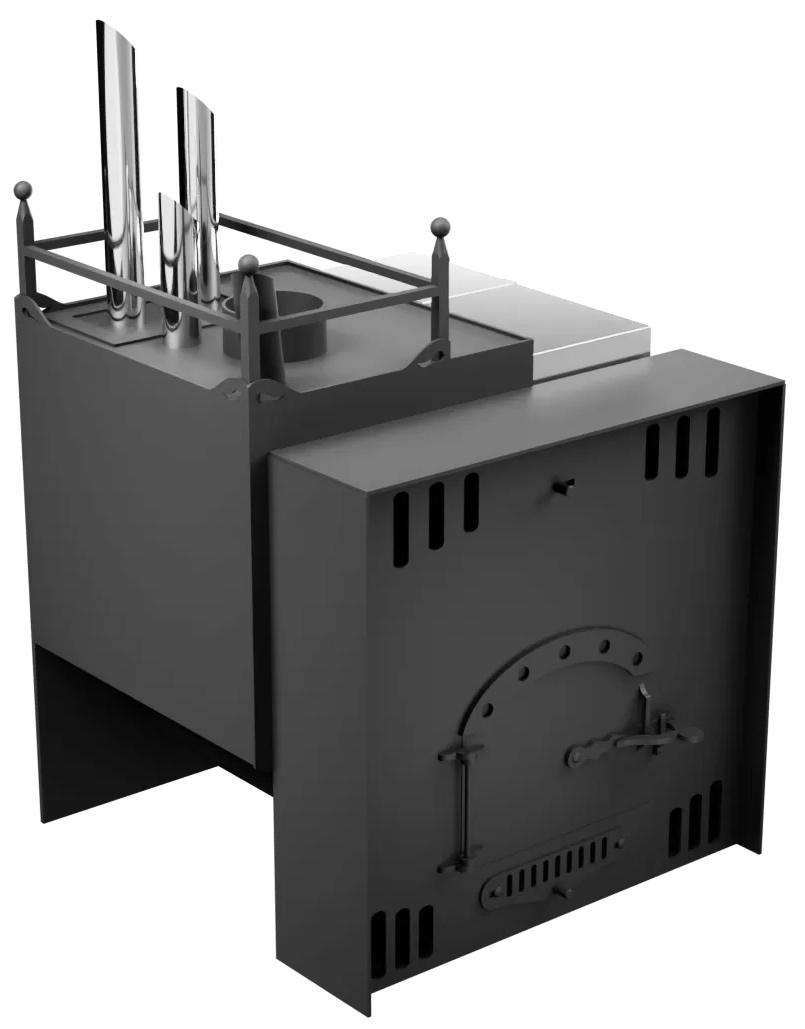 Печь Горыныч Мини, каменка закрытая с парогенератором с левой стороны, естественная система воздушного отопления фото в Воронеже