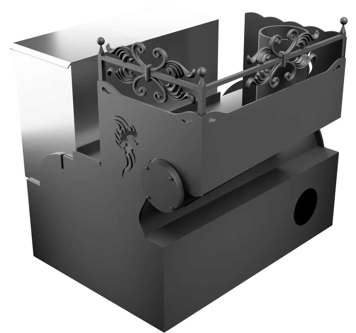 Печь Горыныч 3, каменка с левой стороны, малая дверь со стеклом, система воздушного отопления фото в Воронеже