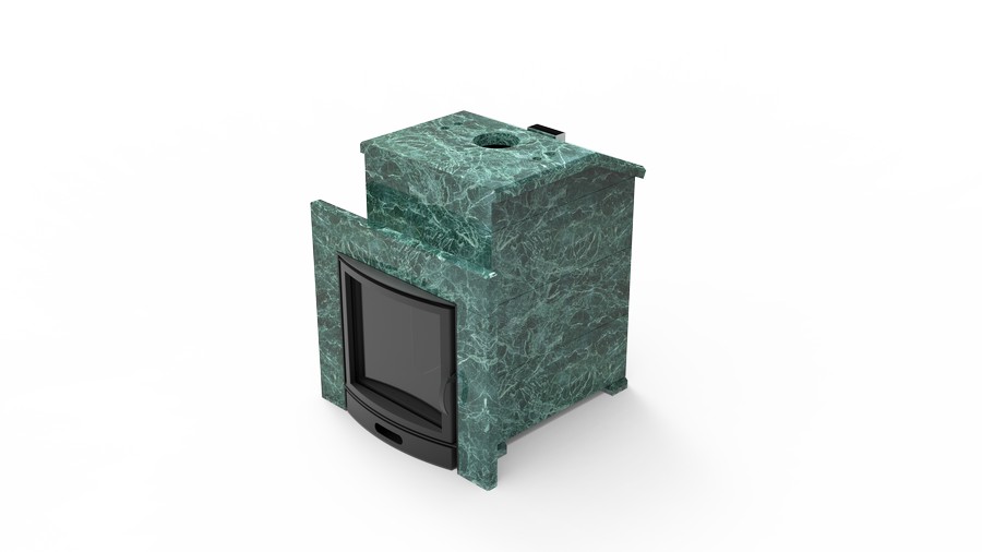 Печь в облицовке из натурального камня Genesis GN 500 облицовка закрытая со скосом талькохлорит-шлифовка фото в Воронеже