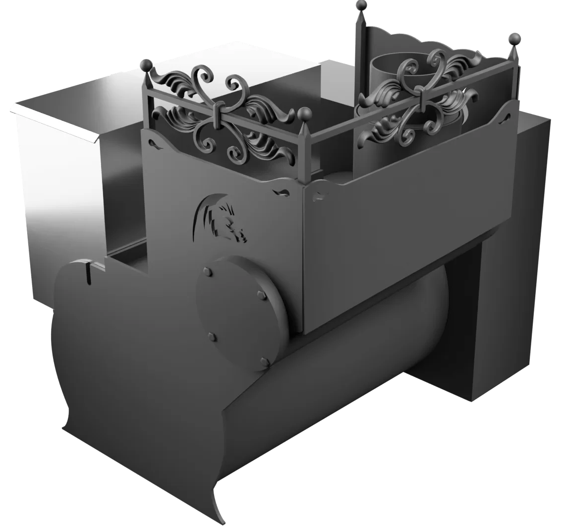 Печь Горыныч 3, каменка с левой стороны, большая дверь со стеклом, естественная система воздушного отопления фото в Воронеже