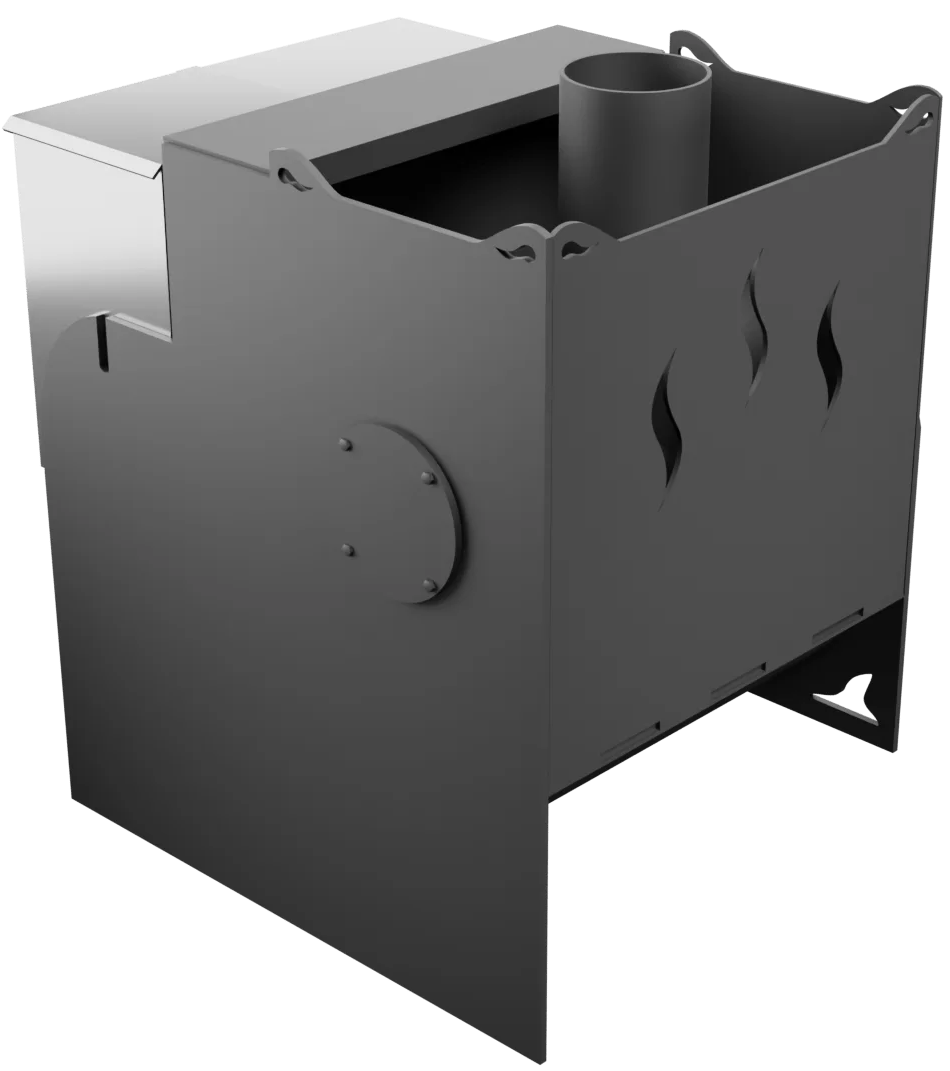 Печь Горыныч Мини, каменка с левой стороны, средняя дверь со стеклом фото в Воронеже