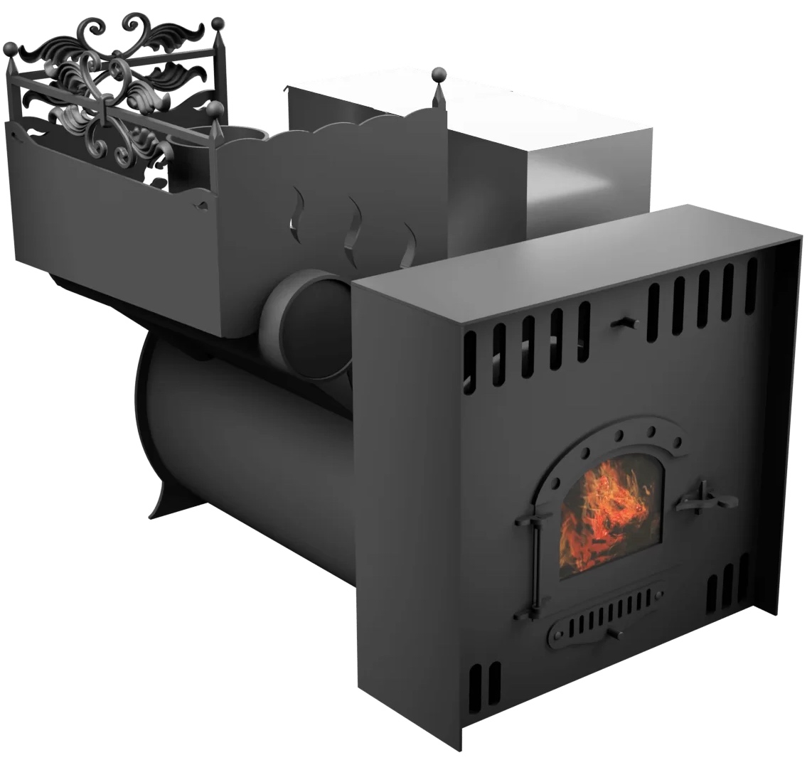 Печь Горыныч 3, каменка с левой стороны, малая дверь со стеклом, естественная система воздушного отопления фото в Воронеже