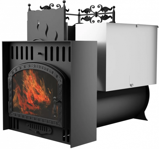 Печь Горыныч 3, каменка с левой стороны, большая дверь со стеклом, естественная система воздушного отопления фото в Воронеже