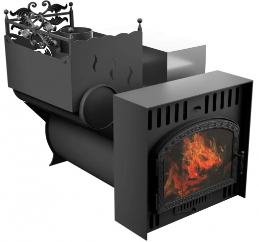 Печь Горыныч 3, каменка с левой стороны, большая дверь со стеклом, естественная система воздушного отопления фото в Воронеже