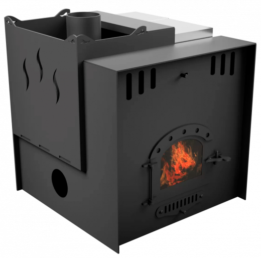 Печь Горыныч Мини, каменка с левой стороны, малое стекло, система воздушного отопления с порталом фото в Воронеже