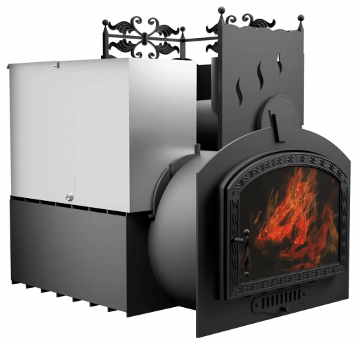 Печь Горыныч 3 с конвекцией, каменка с правой стороны, большая дверь со стеклом фото в Воронеже