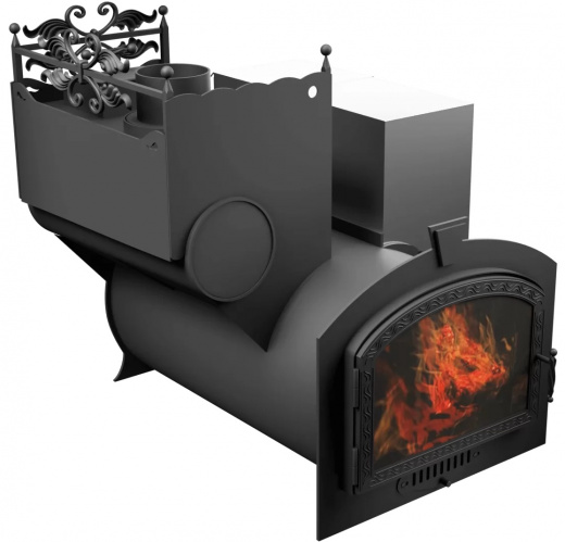 Печь Горыныч 3, каменка закрытая с левой стороны, большая дверь со стеклом фото в Воронеже