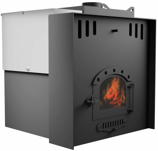 Печь Горыныч Мини, каменка с правой стороны, малое стекло, система воздушного отопления с порталом фото в Воронеже