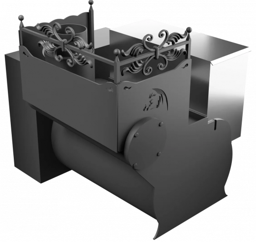 Печь Горыныч 3, каменка с правой стороны, большая дверь со стеклом, естественная система воздушного отопления фото в Воронеже