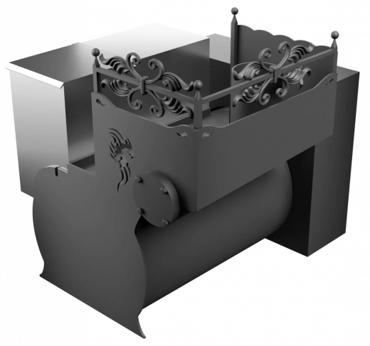 Печь Горыныч 3, каменка с левой стороны, малая дверь со стеклом, естественная система воздушного отопления фото в Воронеже