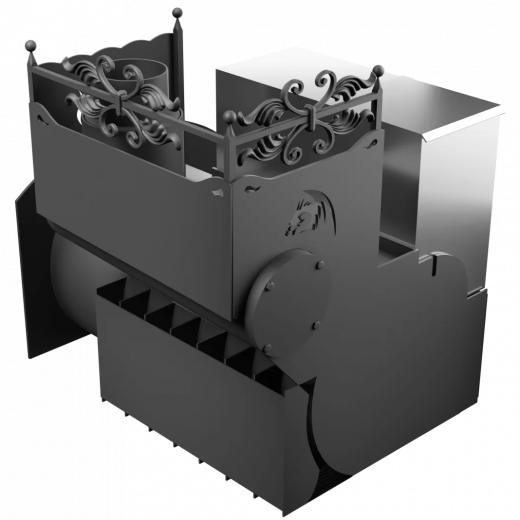 Печь Горыныч 3 с конвекцией, каменка с правой стороны, большая дверь со стеклом фото в Воронеже