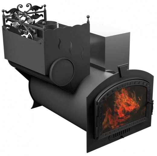 Печь Горыныч 3, каменка с левой стороны, большая дверь со стеклом фото в Воронеже