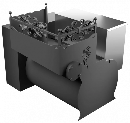 Печь Горыныч 3, каменка с правой стороны, малая дверь со стеклом, естественная система воздушного отопления фото в Воронеже