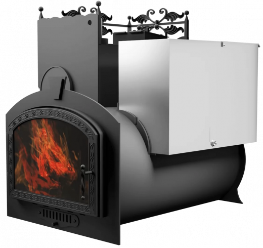 Печь Горыныч 3, каменка закрытая с левой стороны, большая дверь со стеклом фото в Воронеже