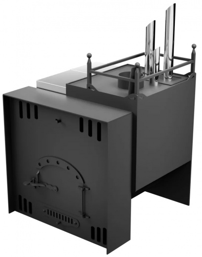 Печь Горыныч Мини, каменка закрытая с парогенератором с правой стороны, естественная система воздушного отопления фото в Воронеже