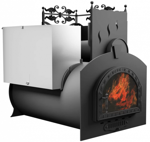 Печь Горыныч 3, каменка с правой стороны, средняя дверь со стеклом фото в Воронеже