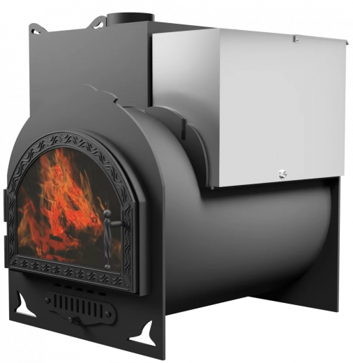 Печь Горыныч Мини, каменка с левой стороны, средняя дверь со стеклом фото в Воронеже