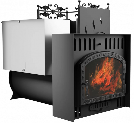 Печь Горыныч 3, каменка с правой стороны, большая дверь со стеклом, естественная система воздушного отопления фото в Воронеже