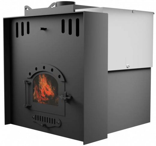 Печь Горыныч Мини, каменка с левой стороны, малое стекло, система воздушного отопления с порталом фото в Воронеже