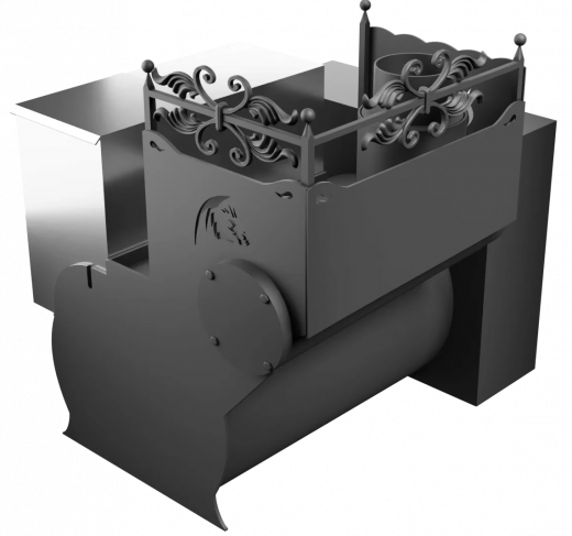 Печь Горыныч 3, каменка с левой стороны, большая дверь со стеклом, естественная система воздушного отопления фото в Воронеже