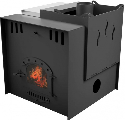 Печь Горыныч Мини, каменка с правой стороны, малое стекло, система воздушного отопления с порталом фото в Воронеже