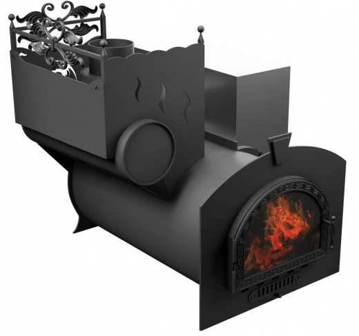 Печь Горыныч 3, каменка с левой стороны, средняя дверь со стеклом фото в Воронеже